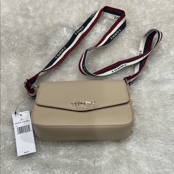Tommy Hilfiger Handbags - Tommy Hilfiger Beige Crossbody with Tricolor Branded Strap